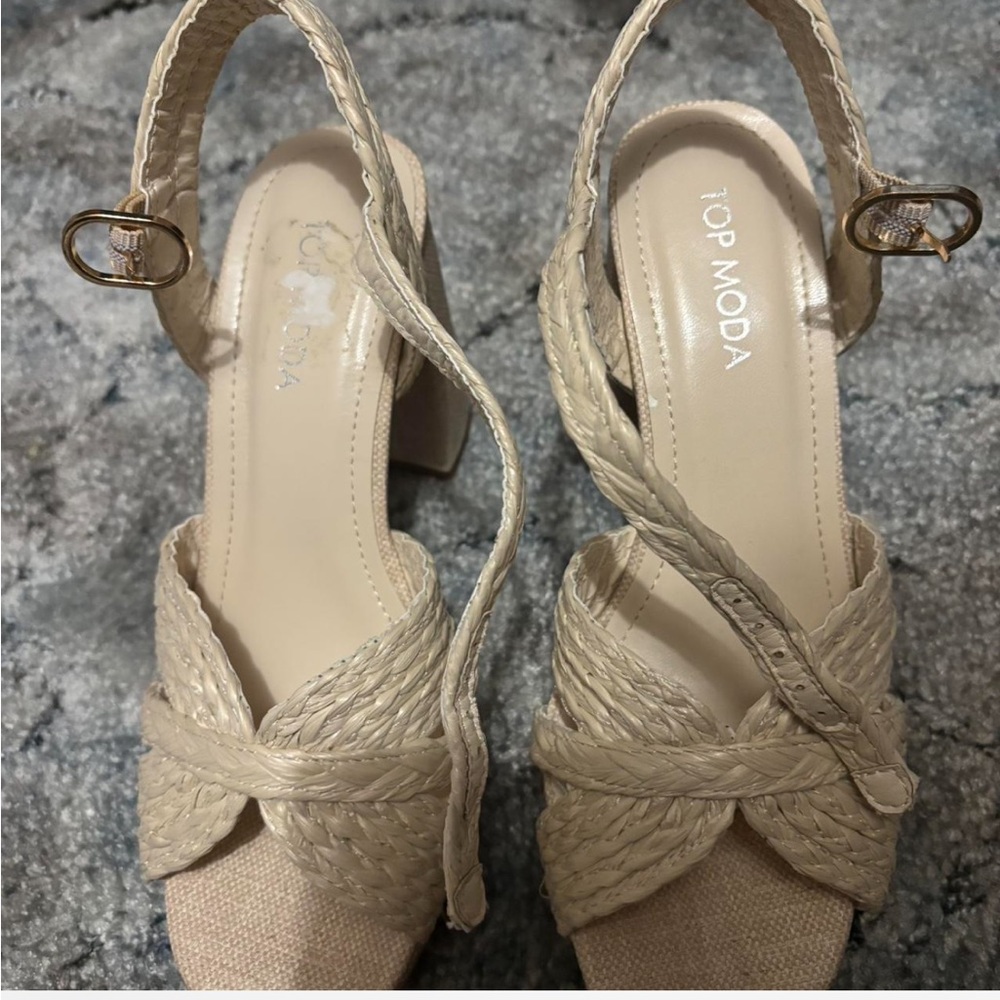 TOP Moda Women's Tan Woven Wedges